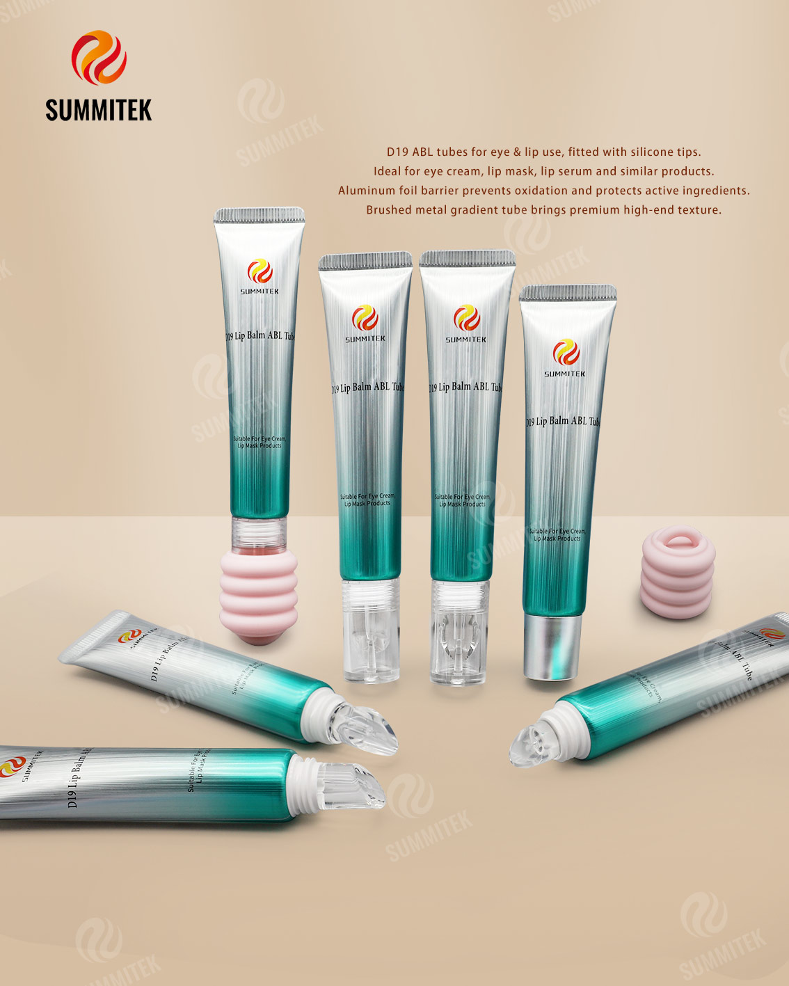Tubos ABL D19 con punta de silicona: embalaje para el cuidado de ojos y labios