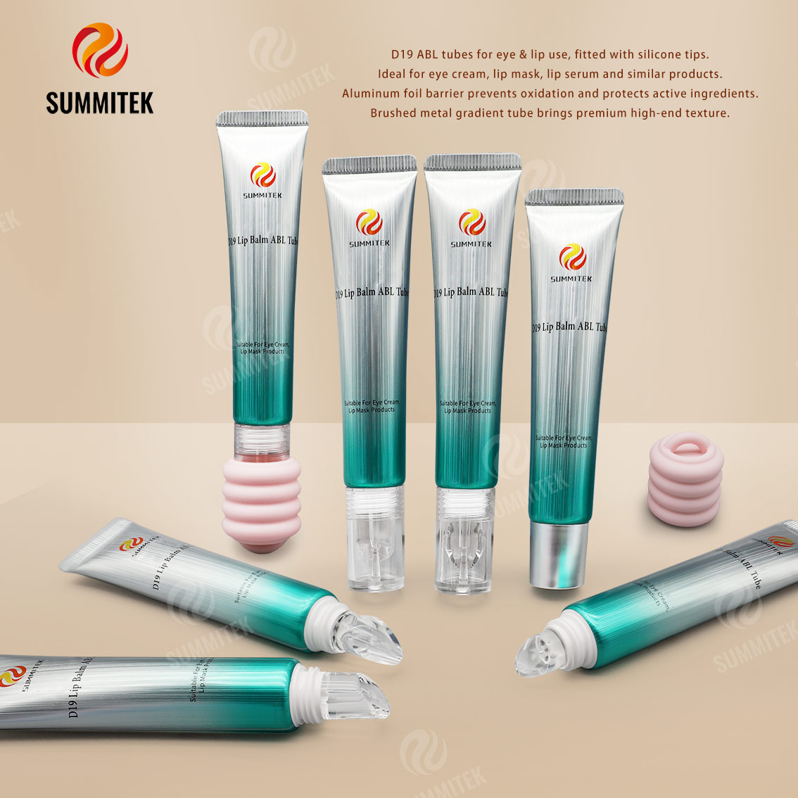 Tubos ABL D19 con punta de silicona: embalaje para el cuidado de ojos y labios