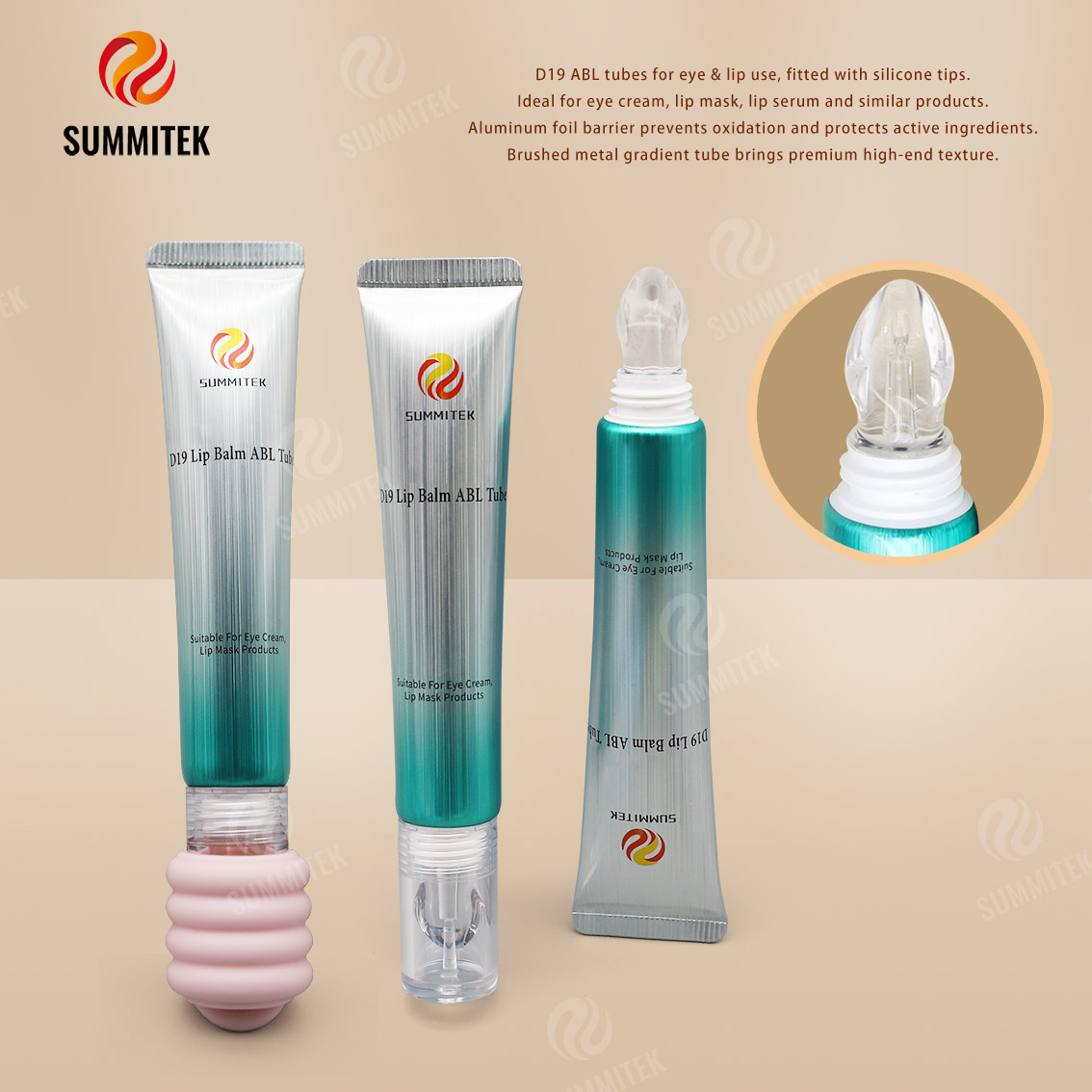 Tubos ABL D19 con punta de silicona: embalaje para el cuidado de ojos y labios
