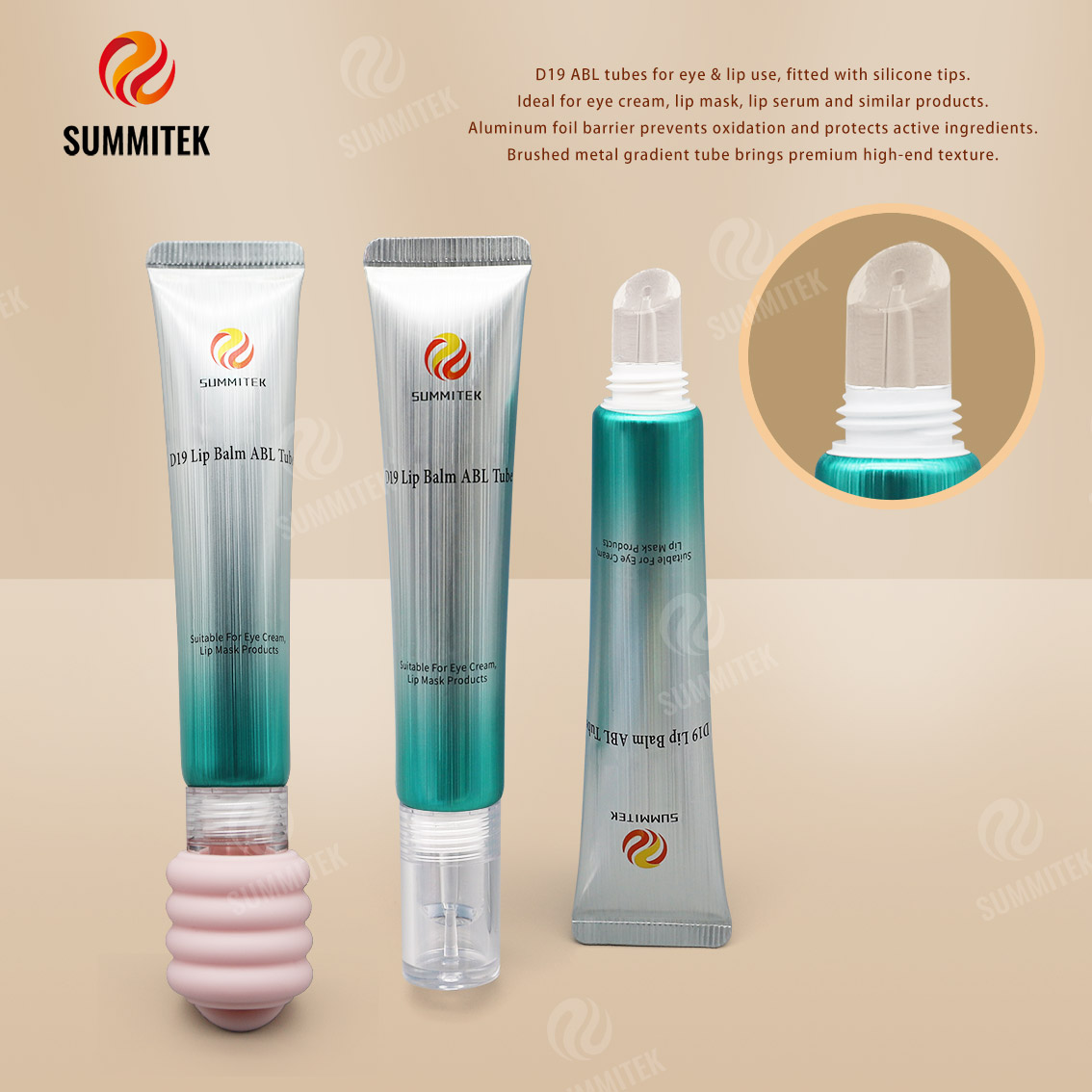 Tubos ABL D19 con punta de silicona: embalaje para el cuidado de ojos y labios