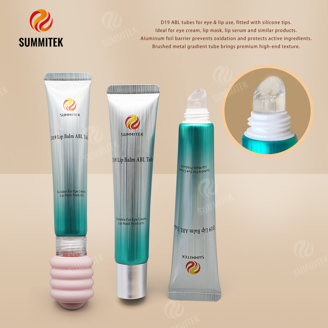 Tubos ABL D19 con punta de silicona: embalaje para el cuidado de ojos y labios