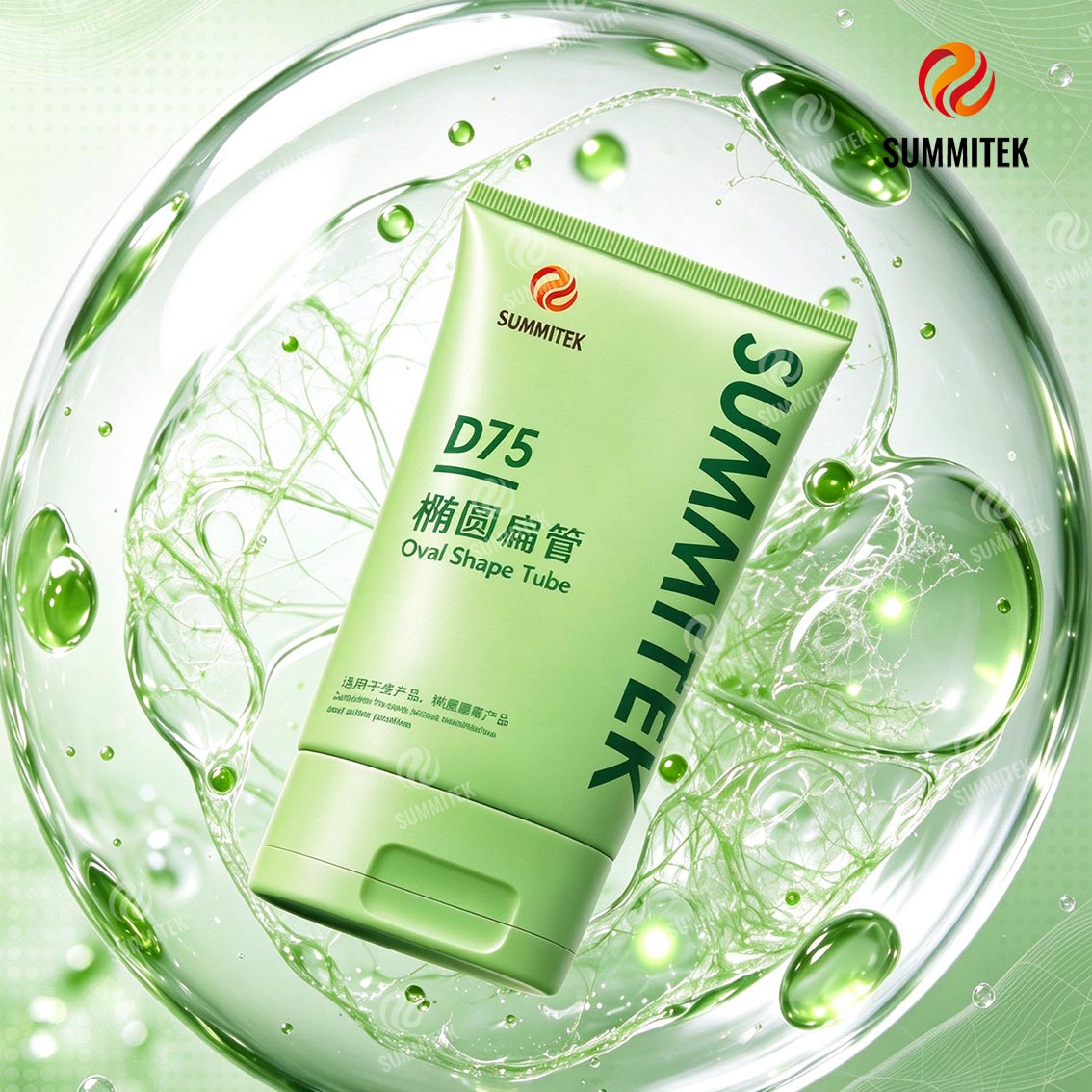 Tubos cosm&eacute;ticos de forma ovalada D75 para lociones corporales y cuidado del cabello