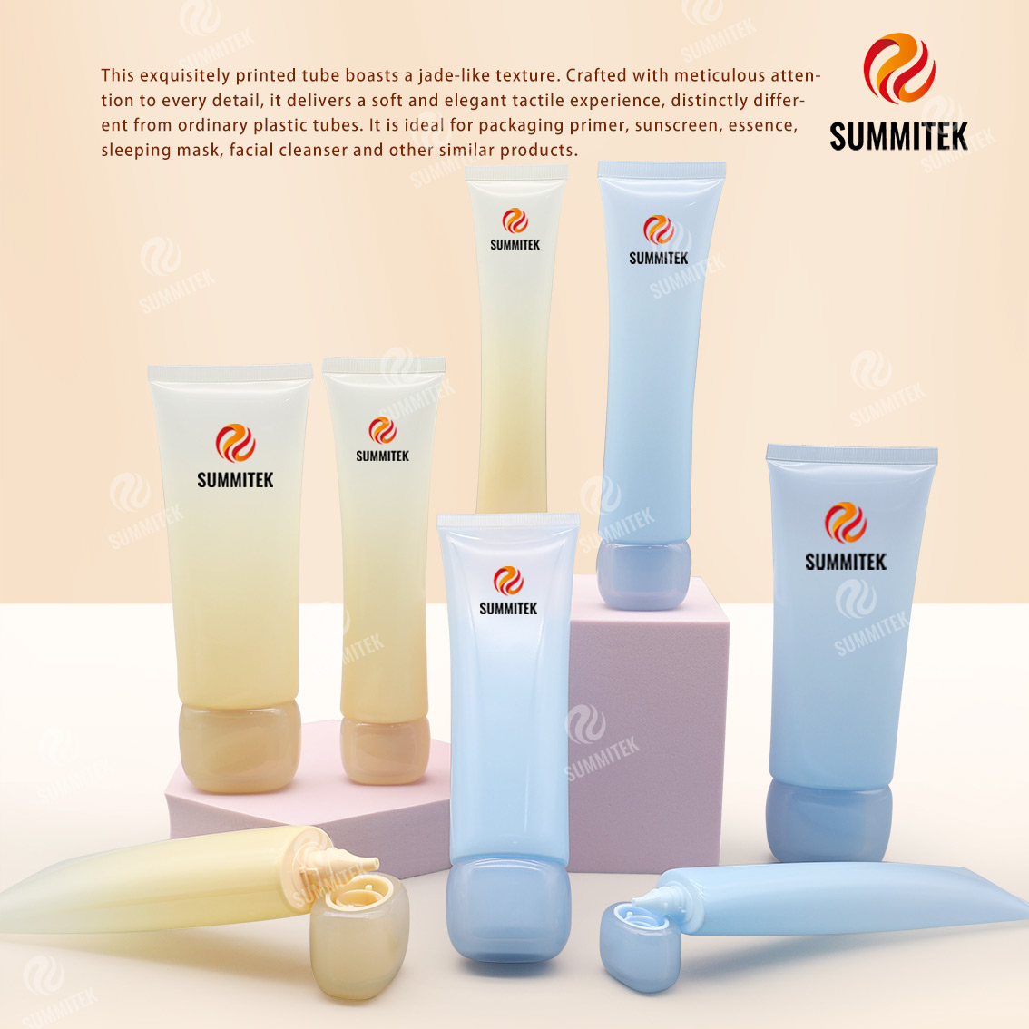 Tubo de textura de jade | Tubo exprimidor cosm&eacute;tico de barniz suave al tacto