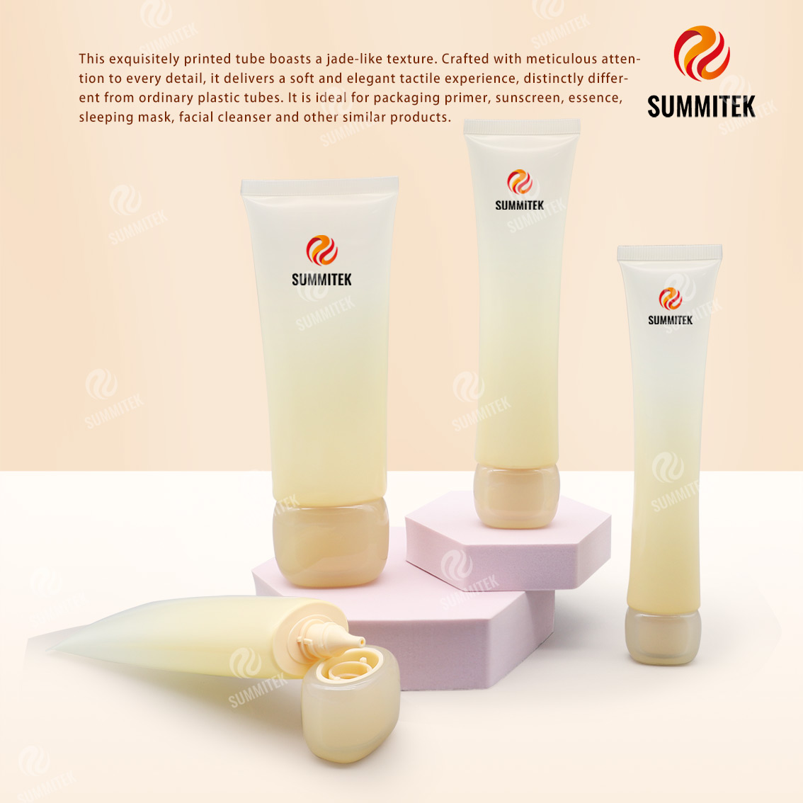 Tubo de textura de jade | Tubo exprimidor cosm&eacute;tico de barniz suave al tacto