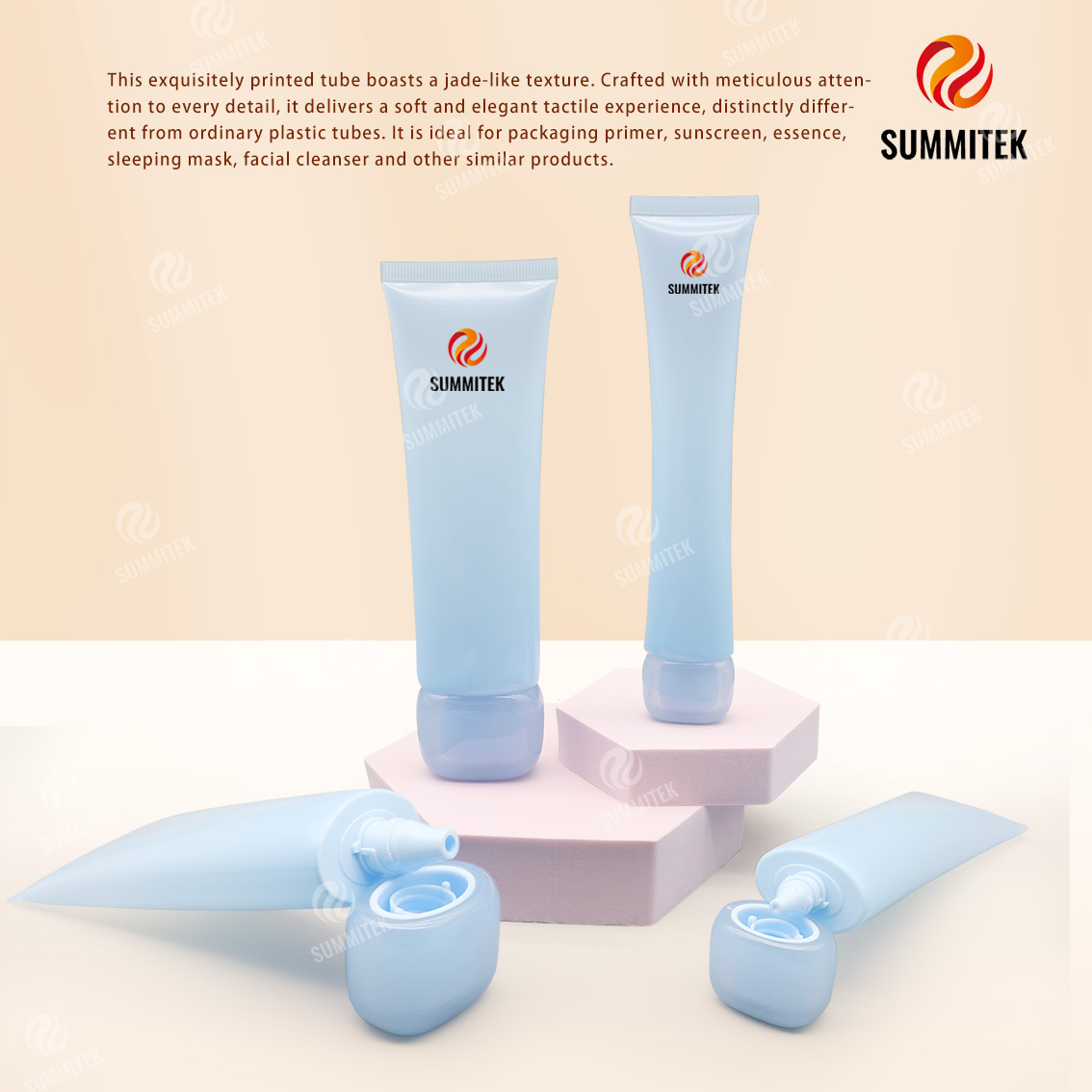 Tubo de textura de jade | Tubo exprimidor cosm&eacute;tico de barniz suave al tacto