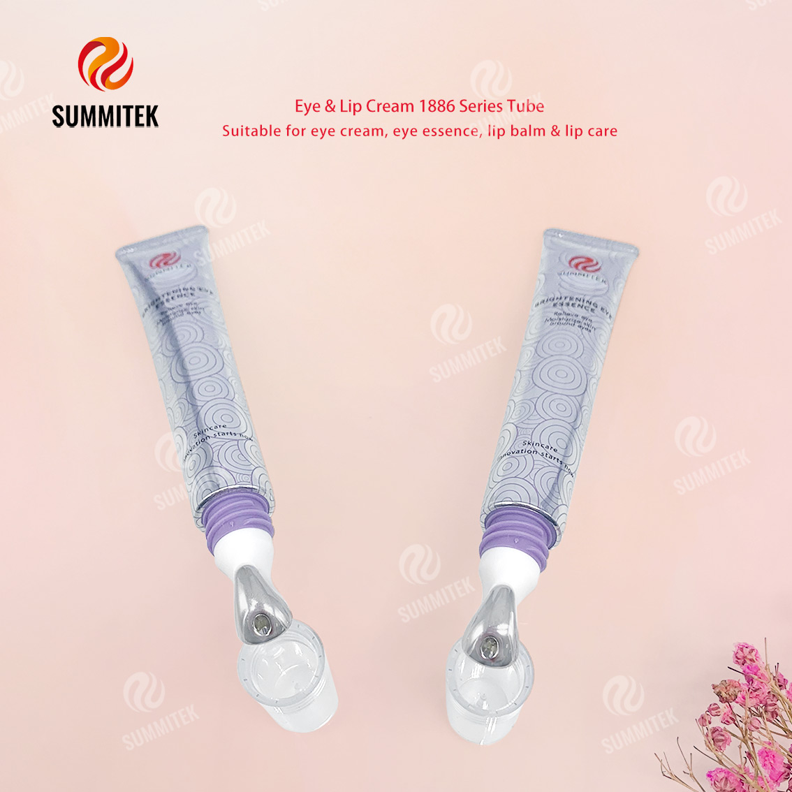 Tubo de crema para ojos y labios D16/D19 | Embalaje de cabezal de masaje con aplicador de metal