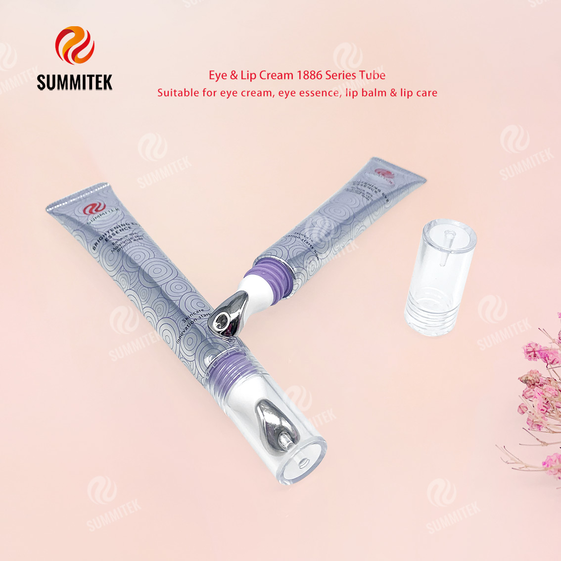 Tubo de crema para ojos y labios D16/D19 | Embalaje de cabezal de masaje con aplicador de metal