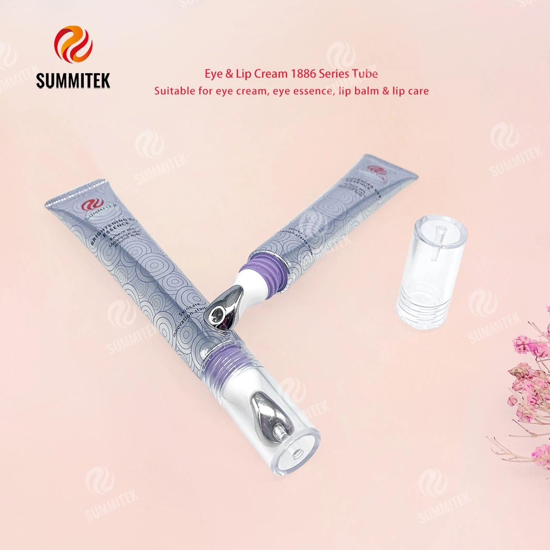 Tubo de crema para ojos y labios D16/D19 | Embalaje de cabezal de masaje con aplicador de metal