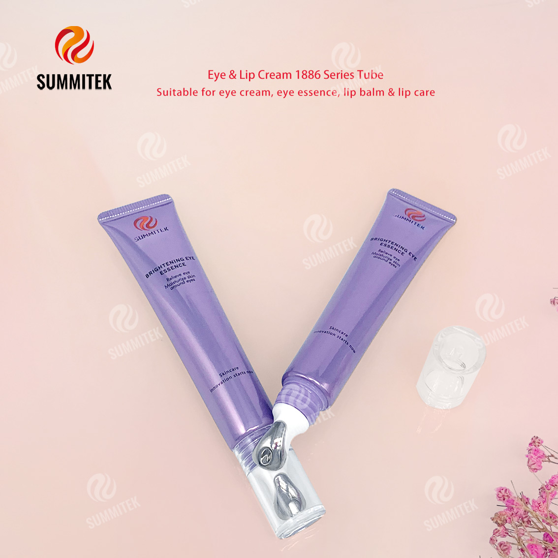 Tubo de crema para ojos y labios D16/D19 | Embalaje de cabezal de masaje con aplicador de metal