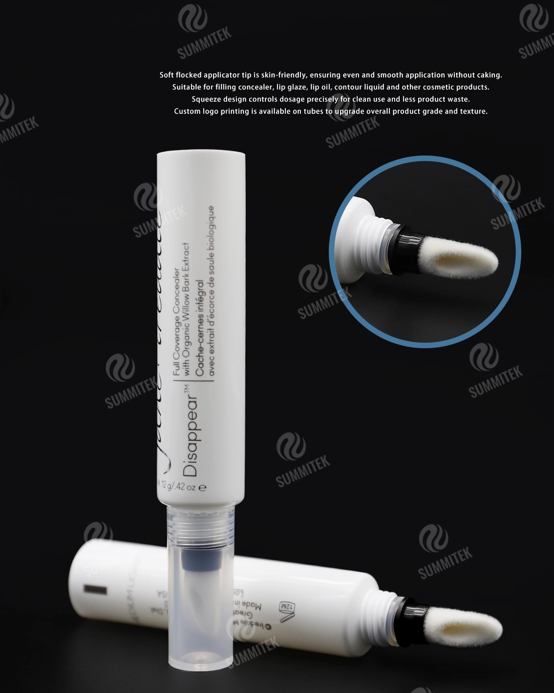 Tubo de punta flocada D19 | Embalaje de corrector con aplicador suave