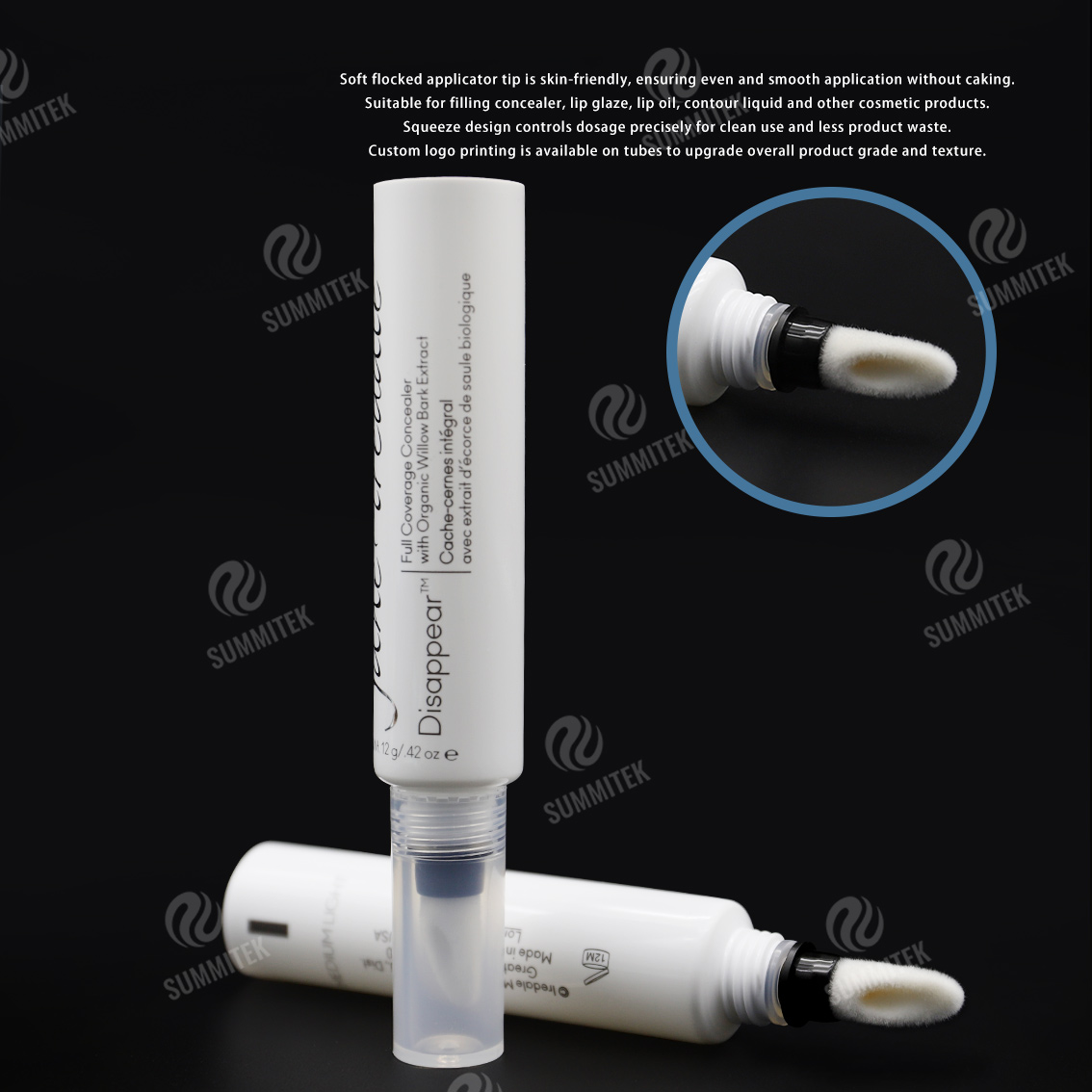 Tubo de punta flocada D19 | Embalaje de corrector con aplicador suave