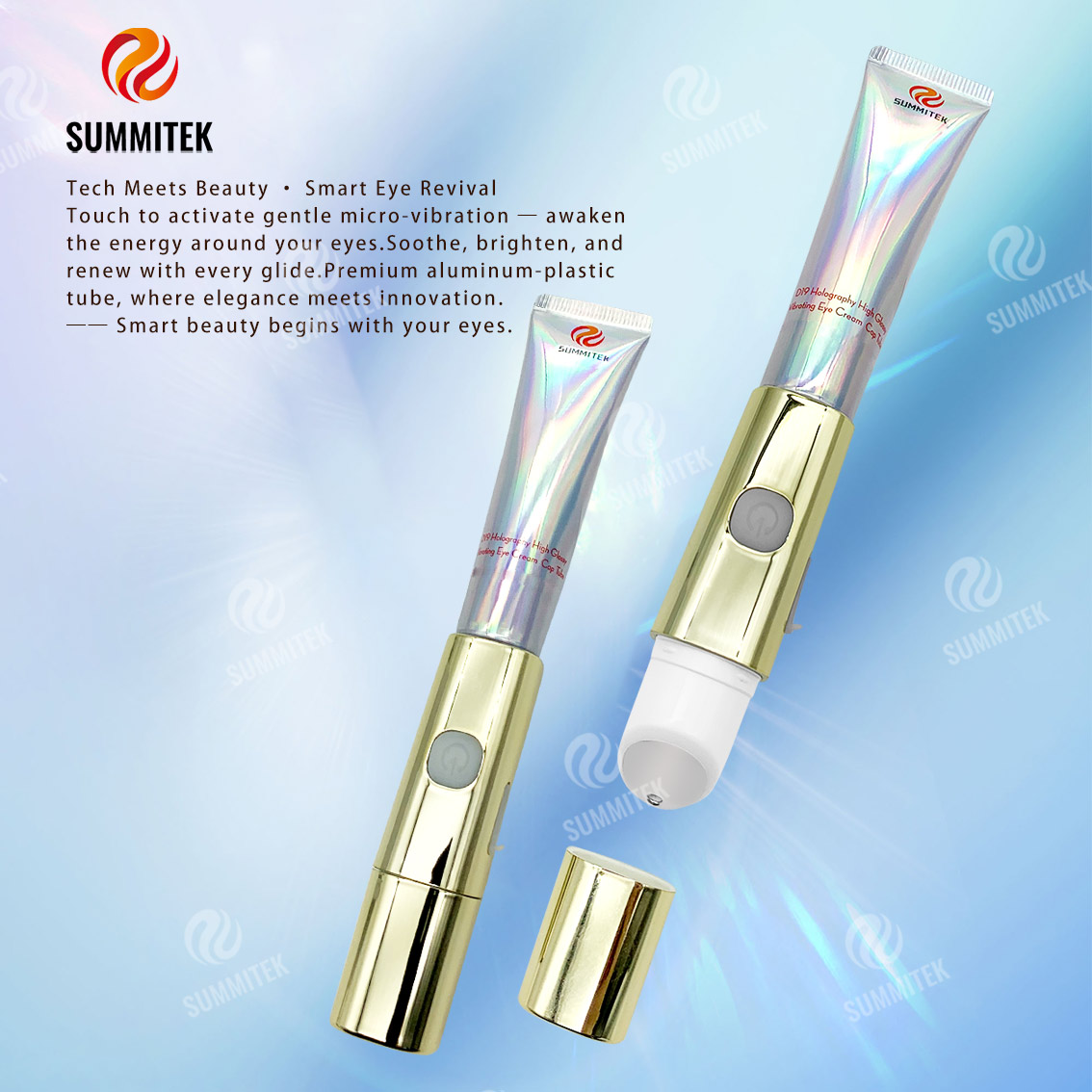 Tubo de crema de ojos vibrante | Envase de suero para ojos con aplicador de microvibraci&oacute;n