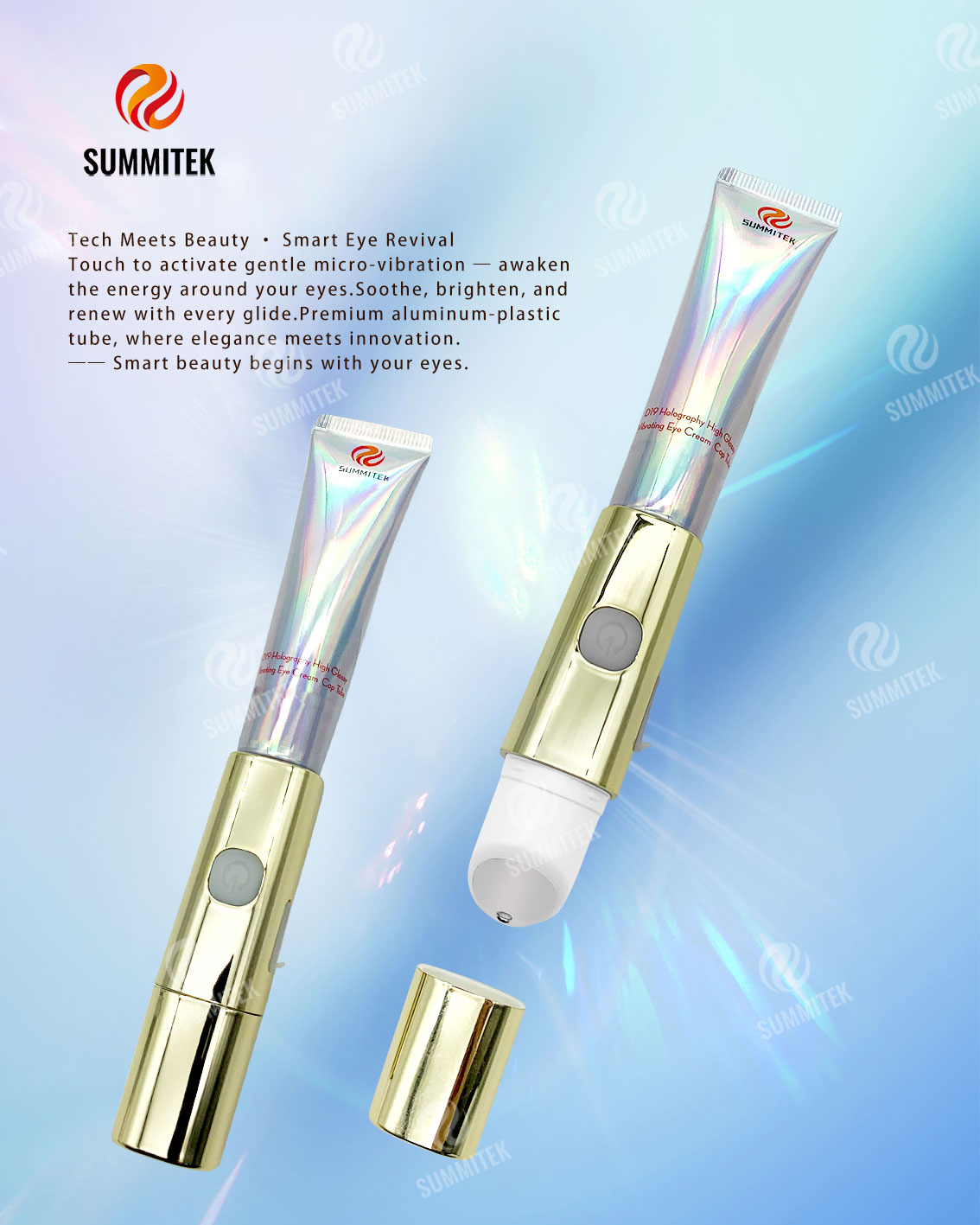 Tubo de crema de ojos vibrante | Envase de suero para ojos con aplicador de microvibraci&oacute;n