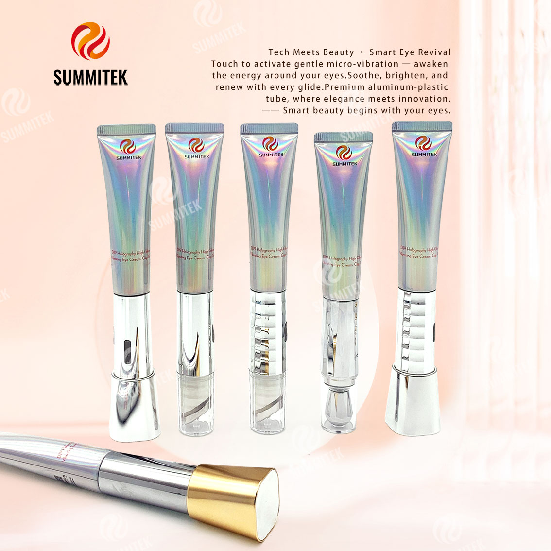 Tubo de crema de ojos vibrante | Envase de suero para ojos con aplicador de microvibraci&oacute;n