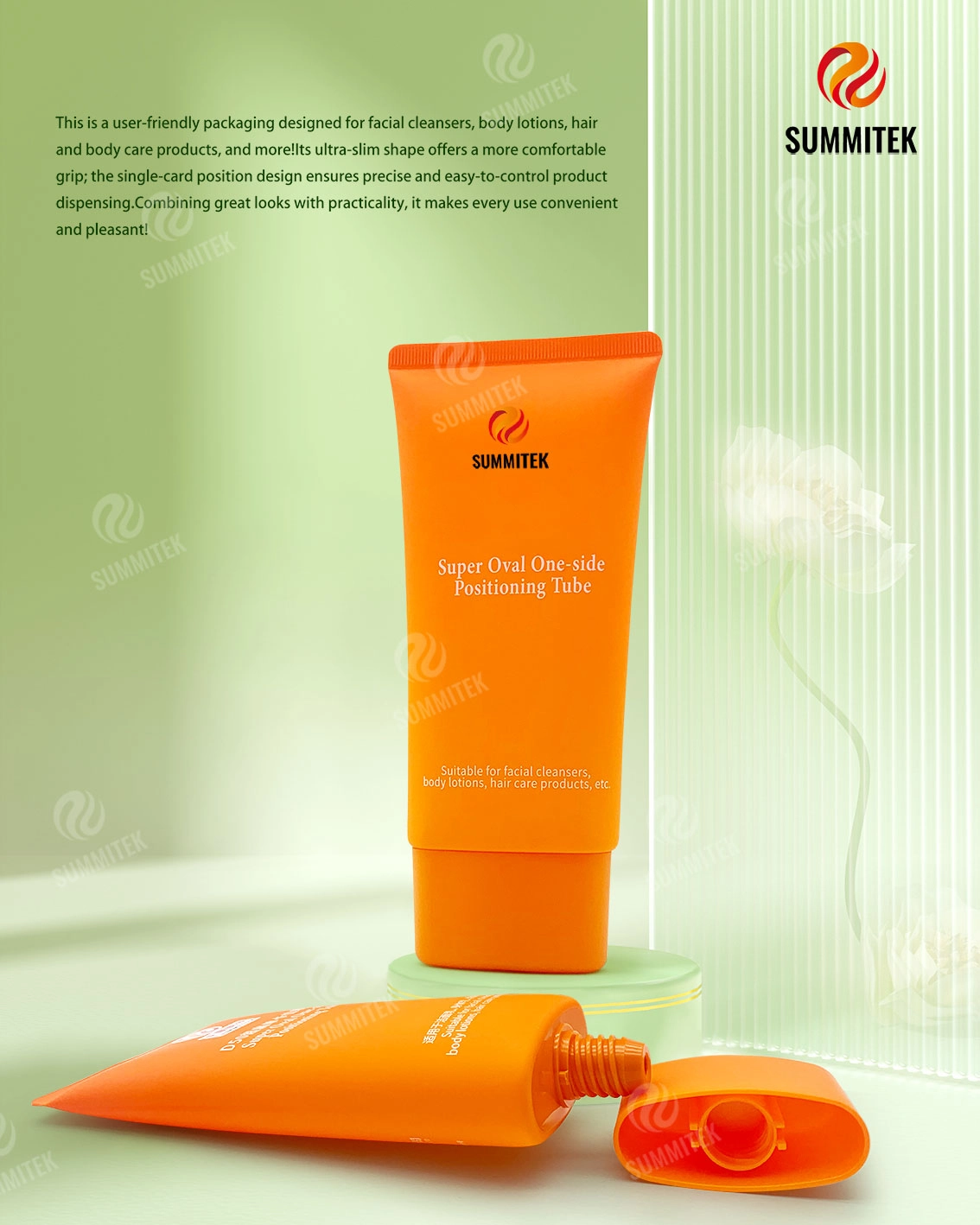 Tubo plano s&uacute;per ovalado D50 | Envases de limpiador facial y loci&oacute;n corporal