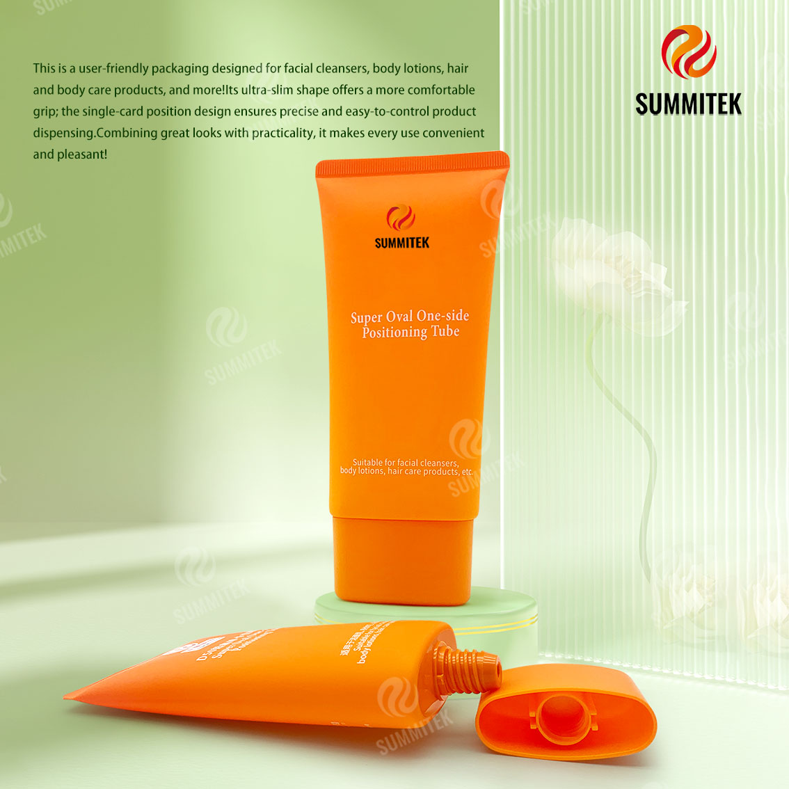 Tubo plano s&uacute;per ovalado D50 | Envases de limpiador facial y loci&oacute;n corporal