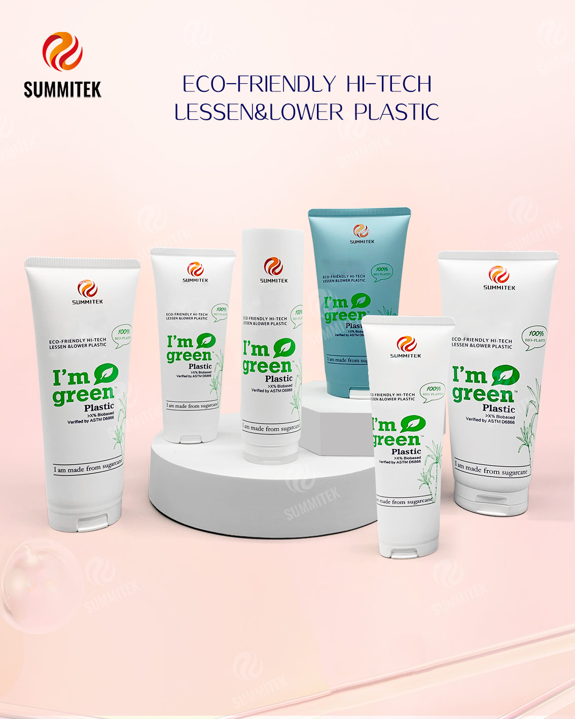 Tubo biopl&aacute;stico de ca&ntilde;a de az&uacute;car D35/D40 | Envase cosm&eacute;tico ecol&oacute;gico I'm Green&trade;