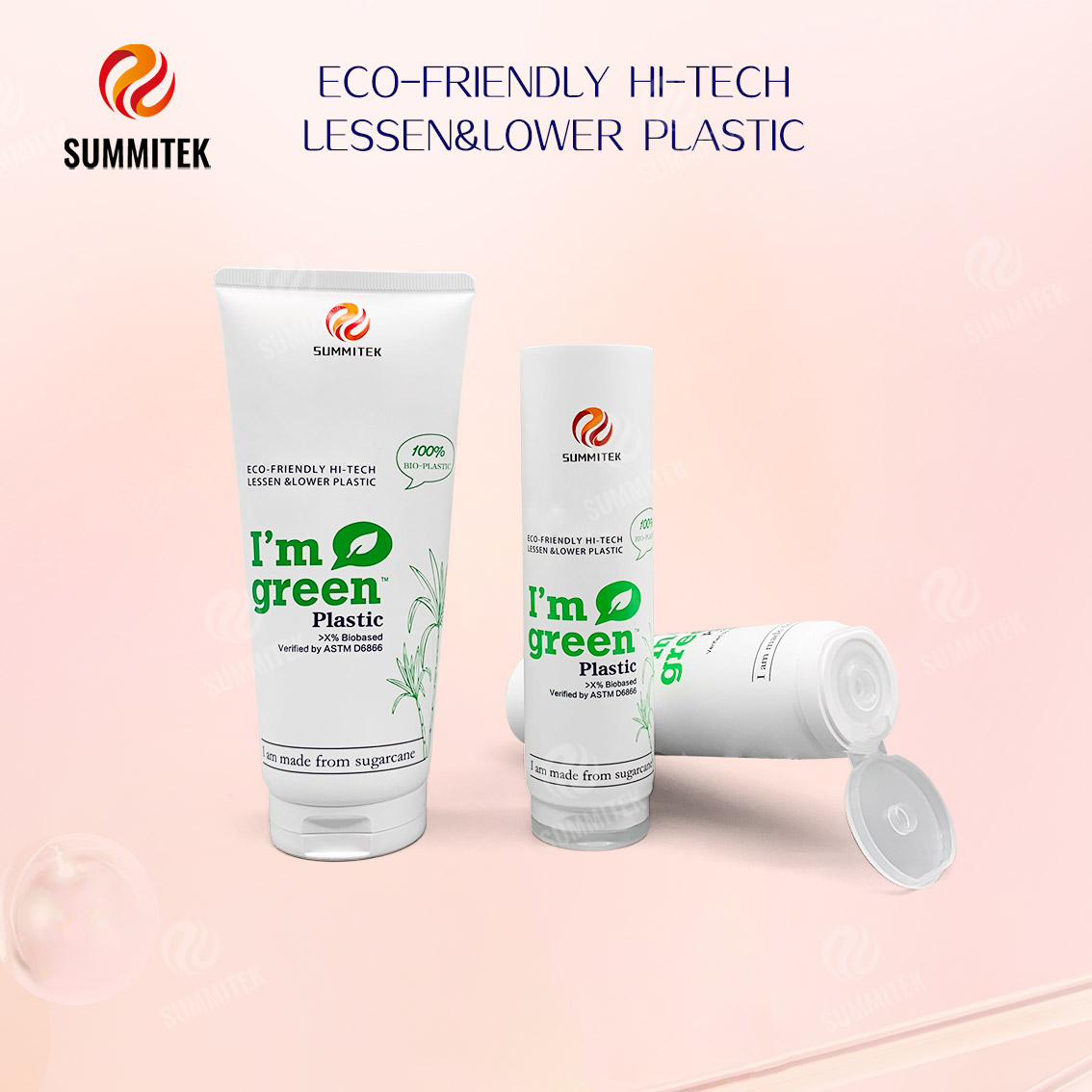 Tubo biopl&aacute;stico de ca&ntilde;a de az&uacute;car D35/D40 | Envase cosm&eacute;tico ecol&oacute;gico I'm Green&trade;