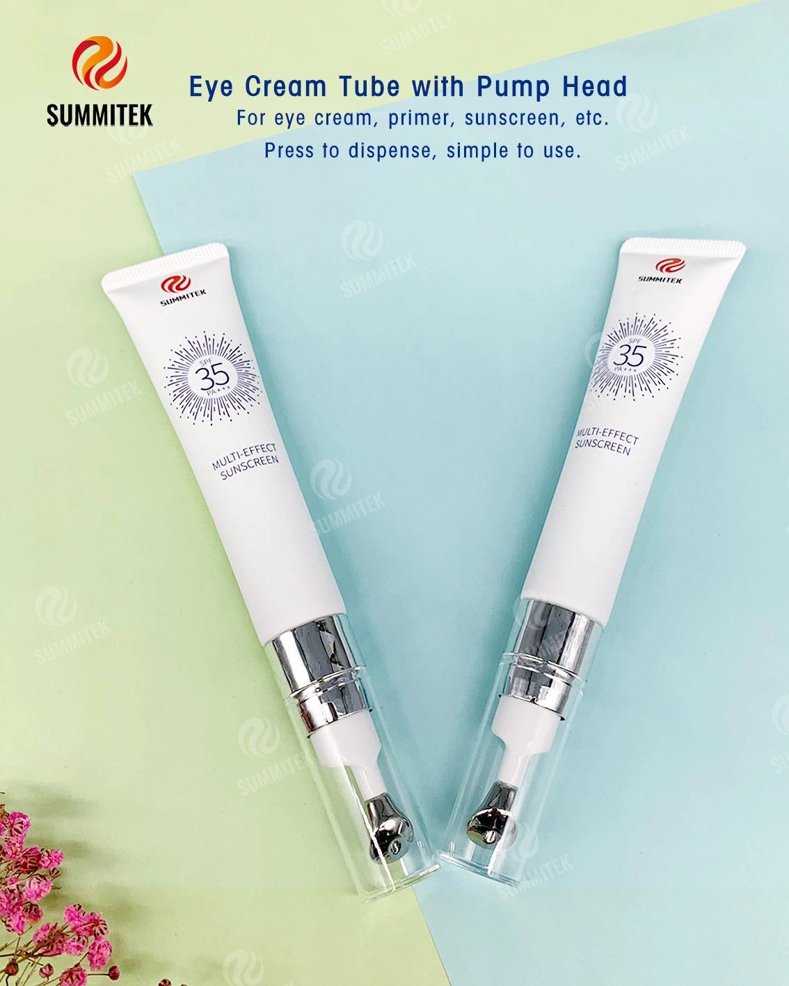 Tubo dispensador de bomba D22 | Punta de metal refrescante para crema y suero para ojos