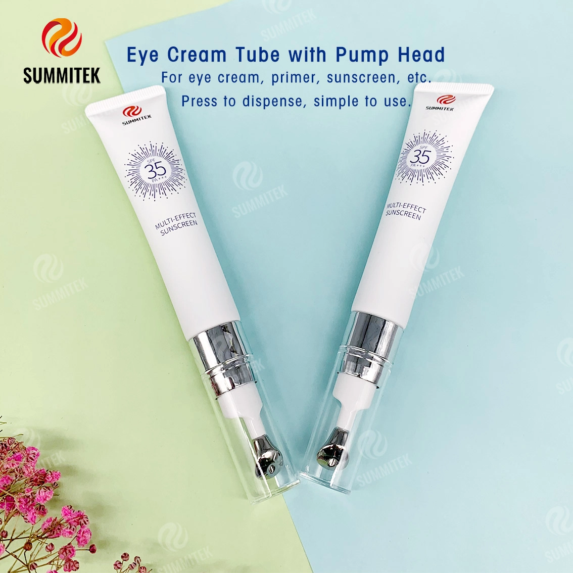 Tubo dispensador de bomba D22 | Punta de metal refrescante para crema y suero para ojos
