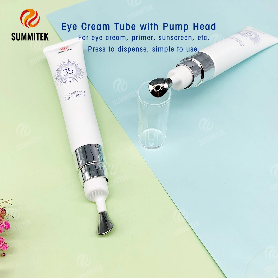 Tubo dispensador de bomba D22 | Punta de metal refrescante para crema y suero para ojos