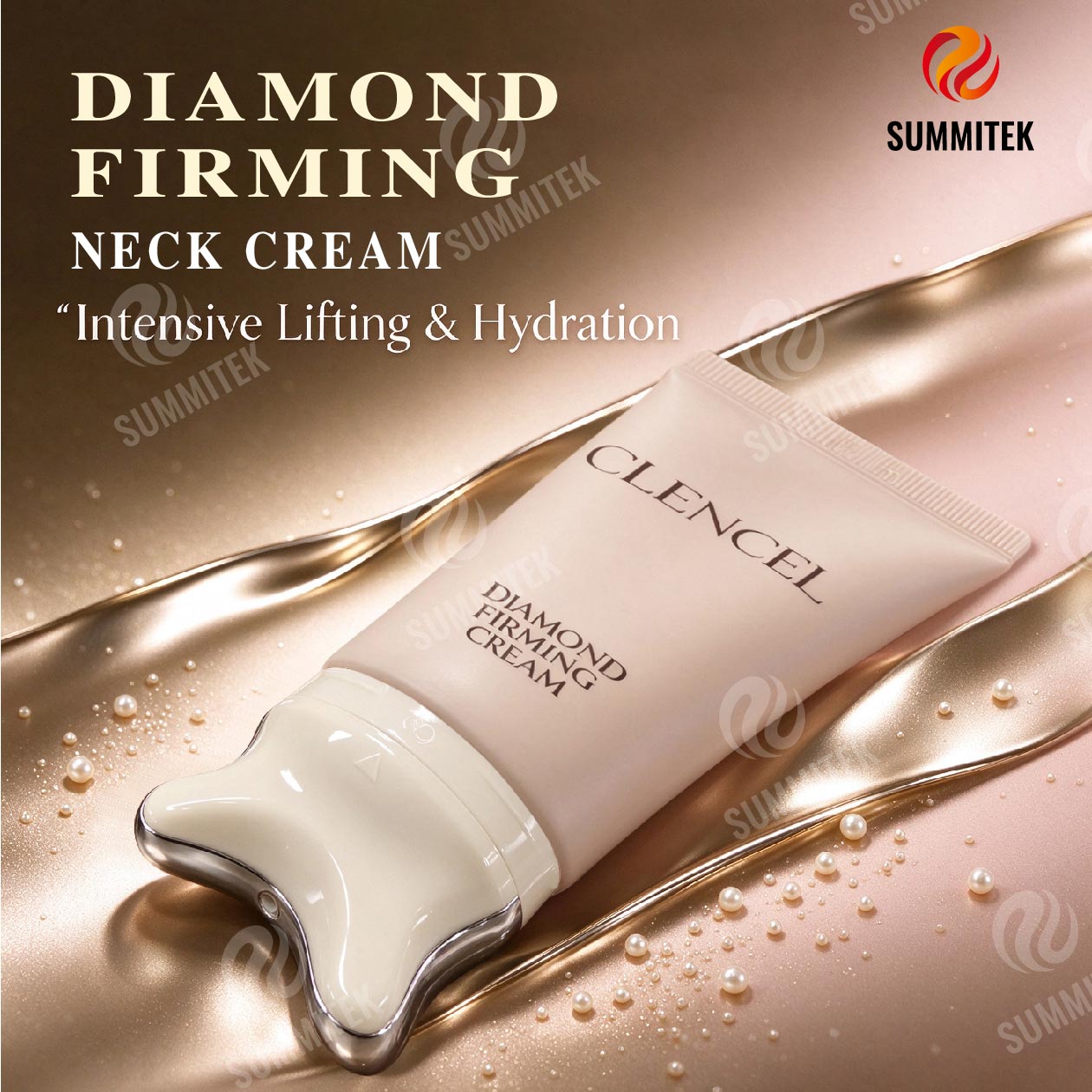 D50 Tubo de Masaje GUA SHA con Borde Met&aacute;lico para Cuello y Crema Reafirmante