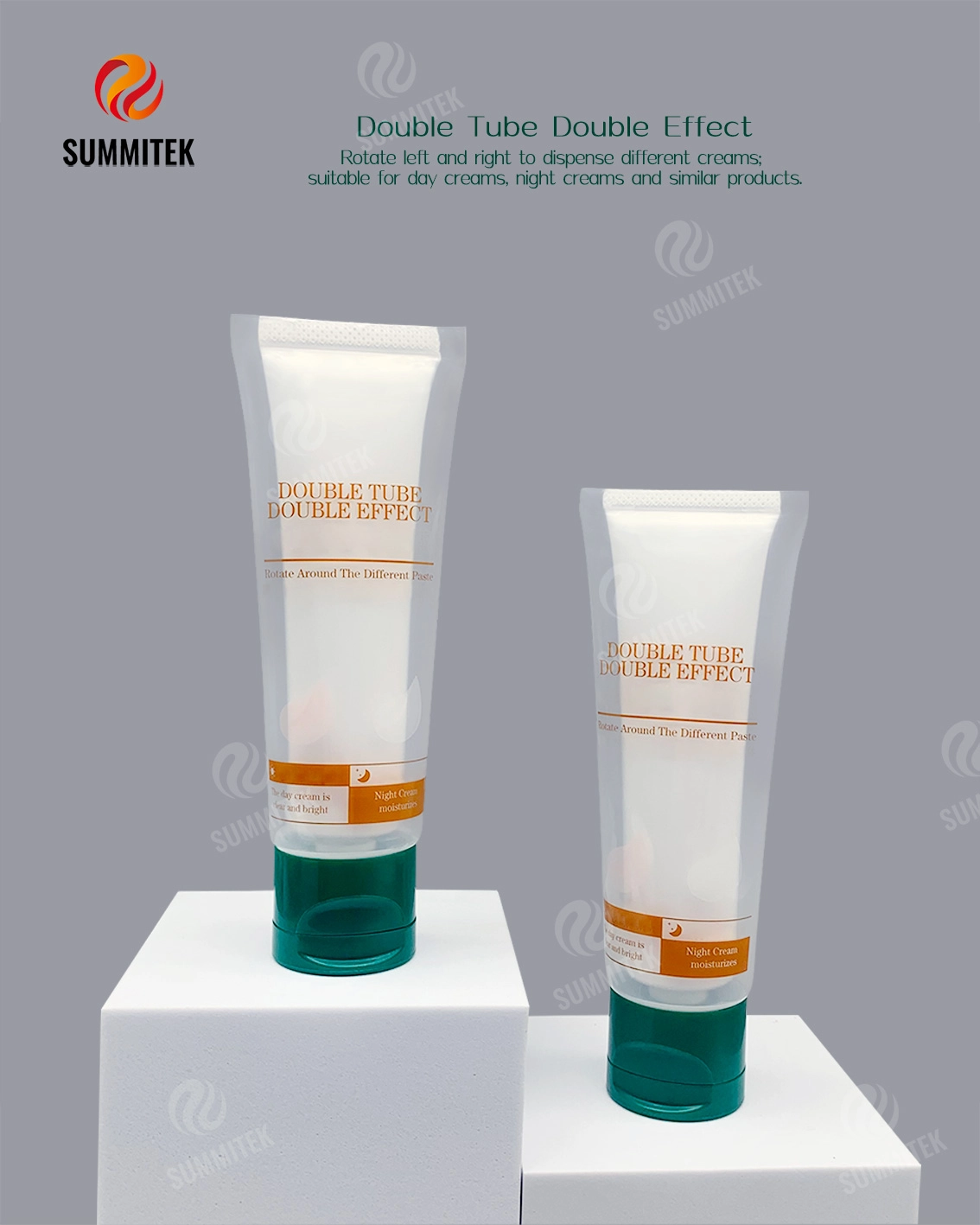 Dual Chamber Twist Switch Tube for Day Cream and Night Cream