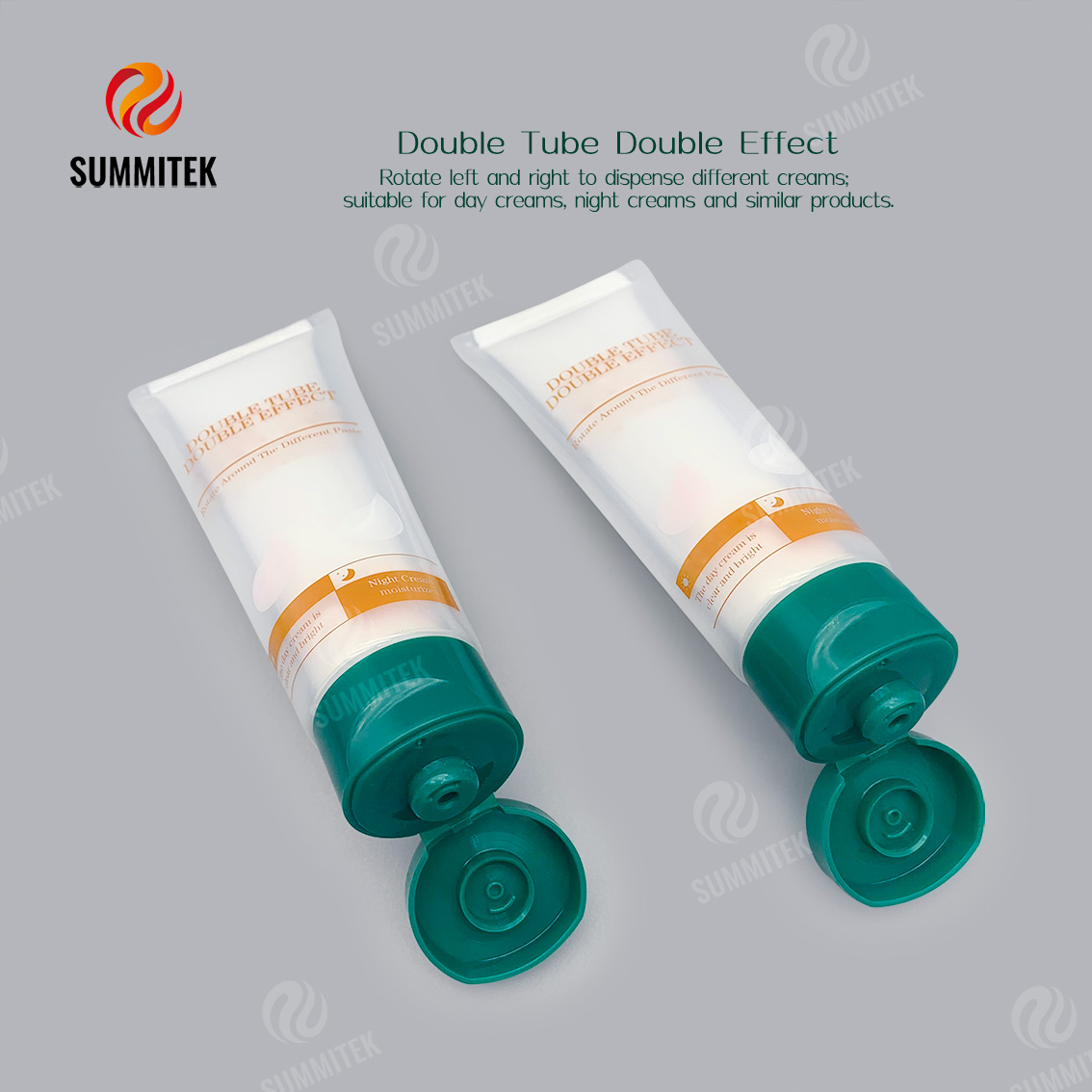 Dual Chamber Twist Switch Tube for Day Cream and Night Cream