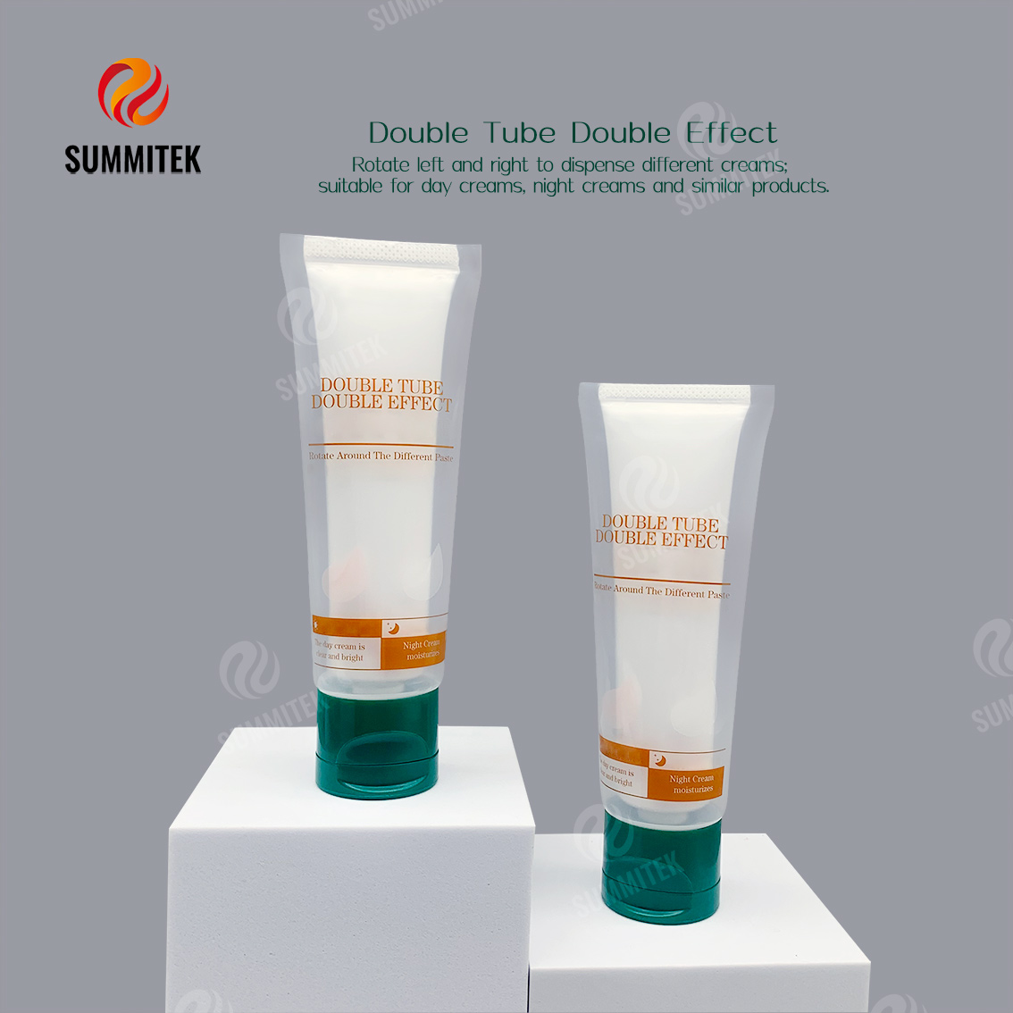 Dual Chamber Twist Switch Tube for Day Cream and Night Cream